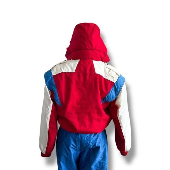 ASICS 80s Vintage Ski Jacket, Red and Blue Colour Block, Medium - Picture 5 of 11